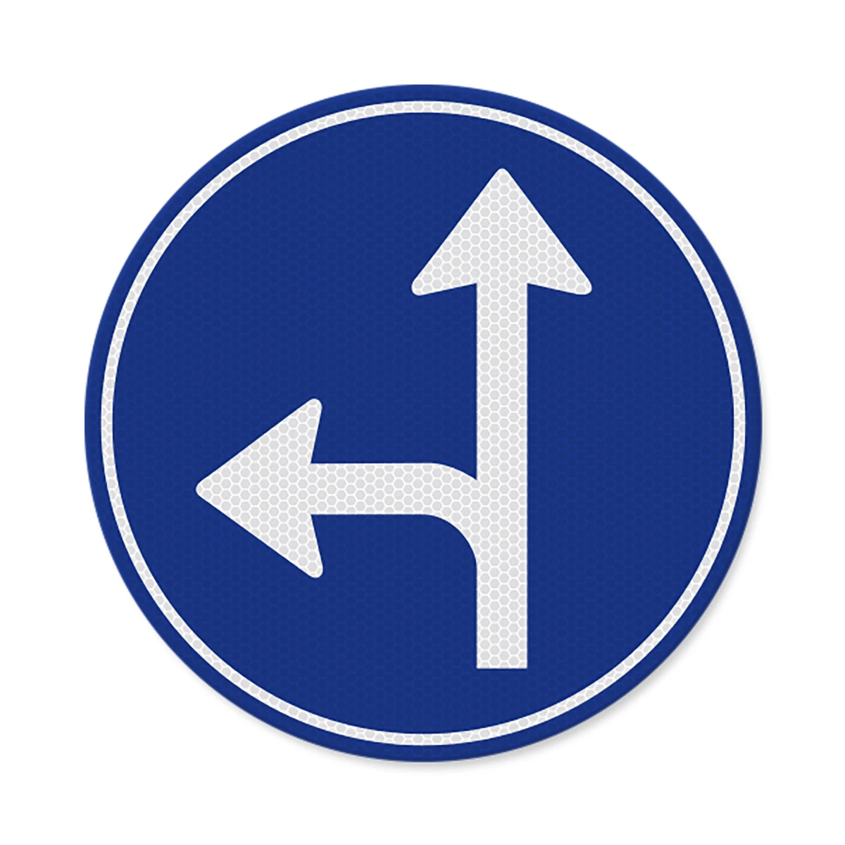 Verkeersbord D06l -  Verplichte rijrichting links & rechtdoor