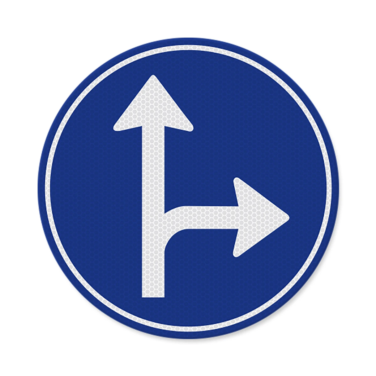 Verkeersbord D06r - Verplichte rijrichting rechts & rechtdoor