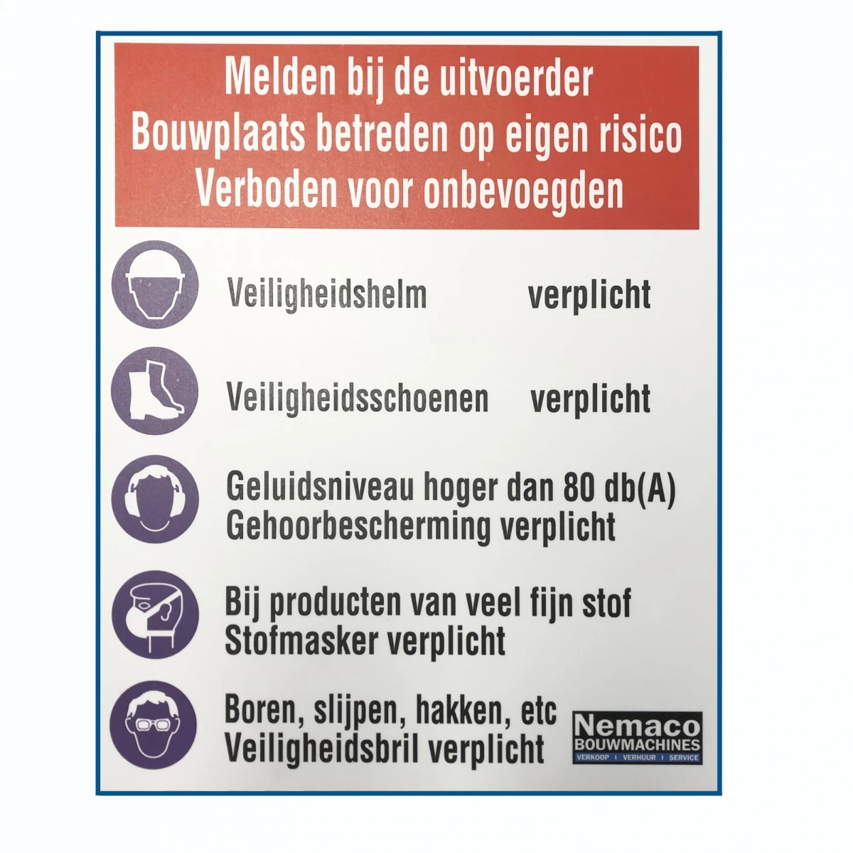 Bouwbord veiligheid Nemaco