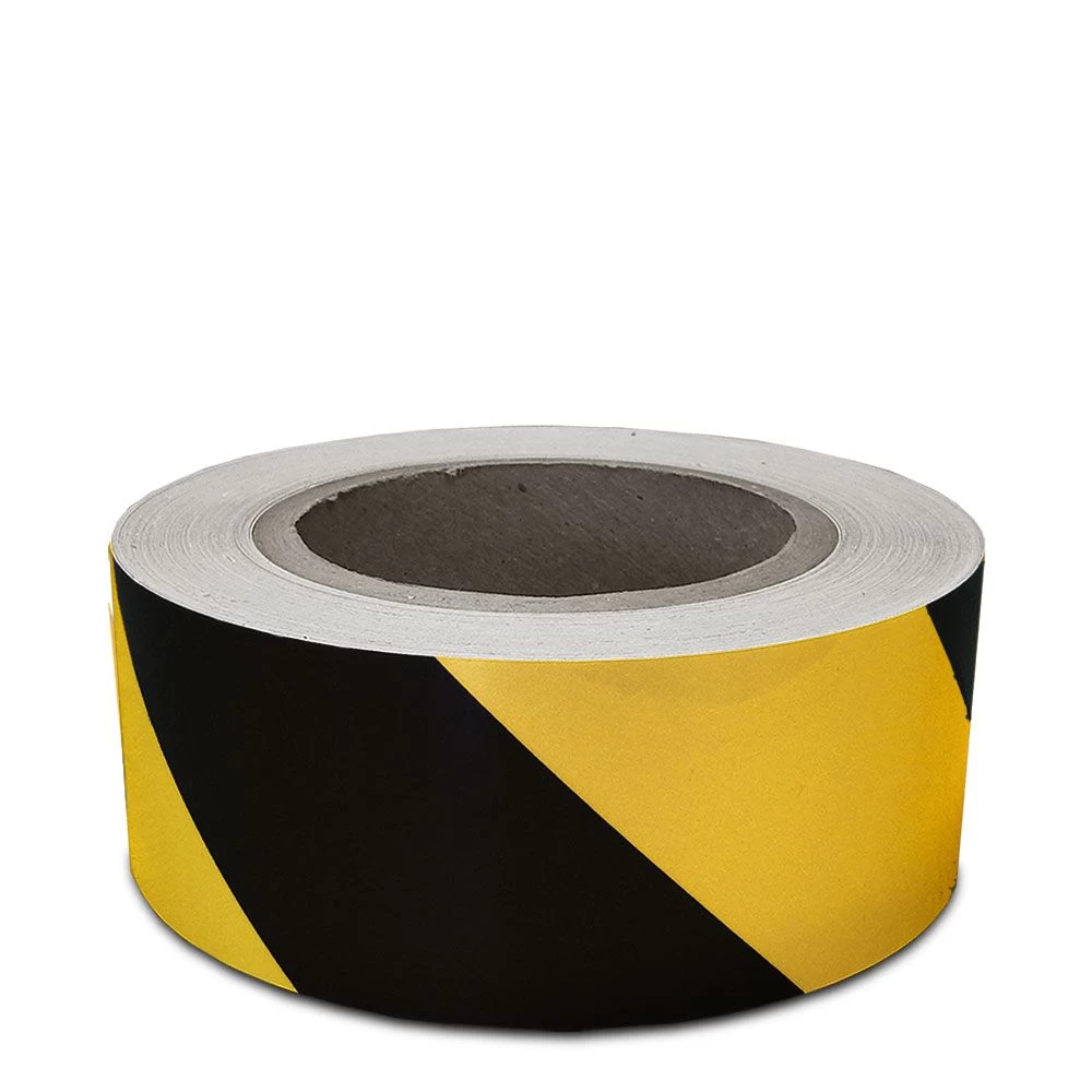 COVID-19 geel zwarte tape op rol 50 mm