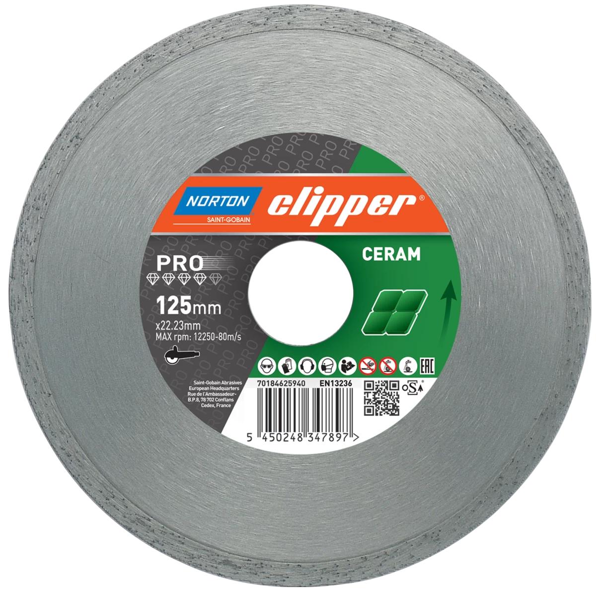 Diamantzaagblad Norton Clipper Pro Ceramic 125 x 22,23 mm