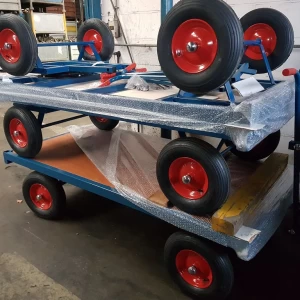 Handtrekwagen met luchtbanden en stalen bovendek 2000 x 1000 mm Frami