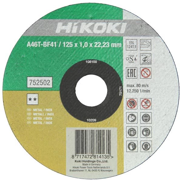Hikoki doorslijpschijf 125x1mm RVS/Metaal