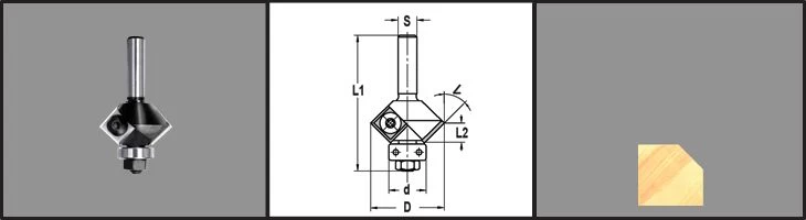 HW Keermesfasefrees 45° met lager 15,9mm
