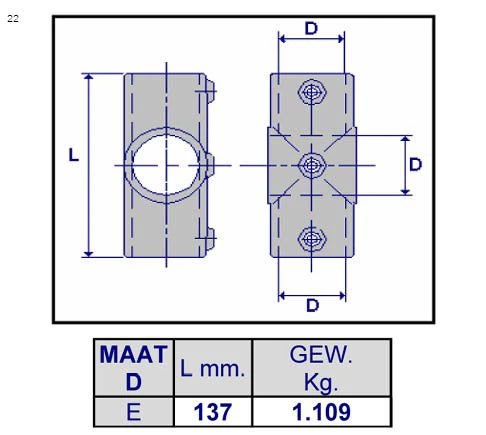 Inbuskoppeling kruisstuk 48,3 mm
