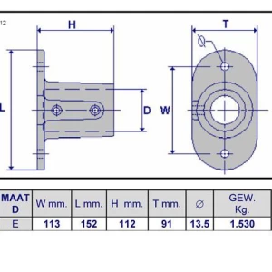 Inbuskoppeling ovale voetplaat 48,3 mm