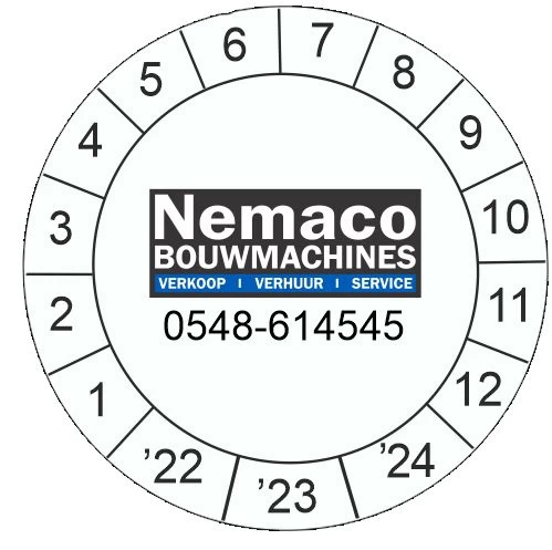 Keuringsstickers ø 20 mm NEN3140 met eigen logo