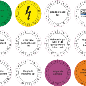 Keuringsstickers ø 30 mm NEN3140 met eigen logo
