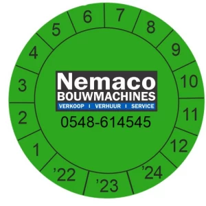 Keuringsstickers ø 40 mm NEN3140 met eigen logo