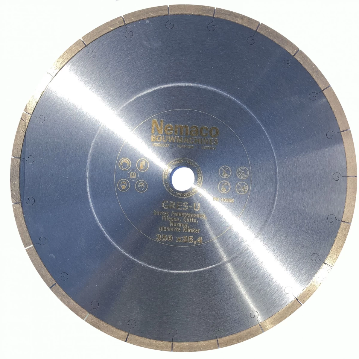 Nemaco diamantzaagblad GRES-U marmer / hard porselein 350 x 25,4 mm