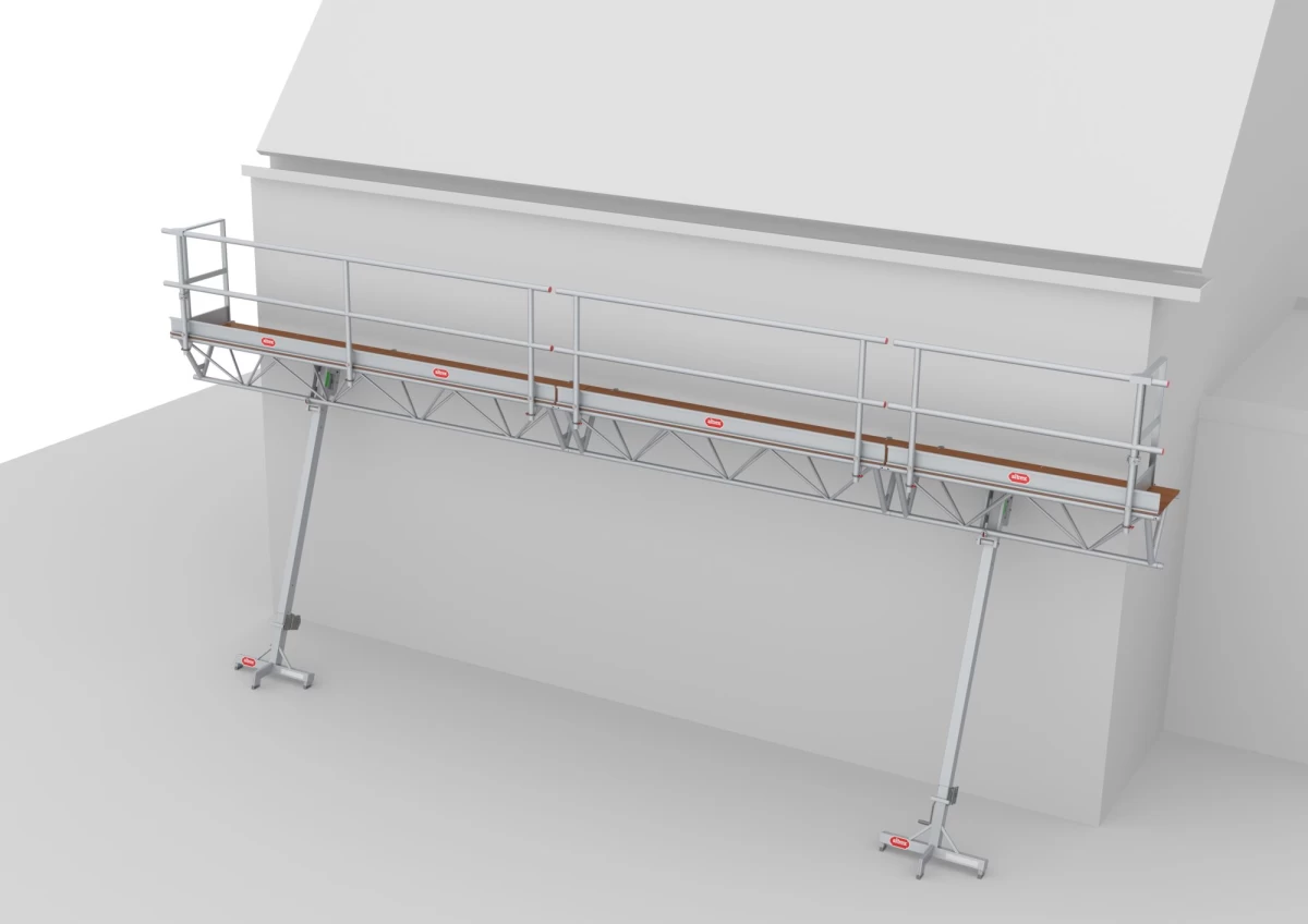 Triangelbrug modulair 10m Altrex hoogte 3 tot 5 meter